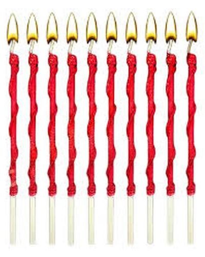 VELA FINITA TIRABUZON CON BRILLO ROJA 17cm