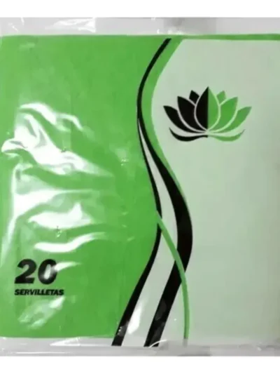 SERVILLETA TISSUE LISA VERDE MANZANA NAPTRES 32x32 x20u.