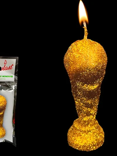 BLISTER VELA COPA DEL MUNDO CON GIBRE DORADO 8 cm x1 DORYPLAST