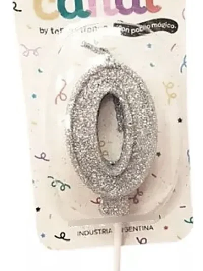 BLISTER VELA NUMERO PINCHE CON GIBRE PLATEADA N°0 X1 UNIDAD