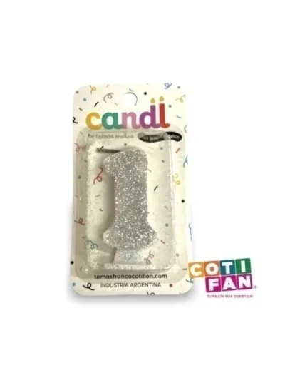 BLISTER VELA NUMERO PINCHE CON GIBRE PLATEADA N°1 X1 UNIDAD