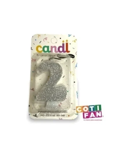 BLISTER VELA NUMERO PINCHE CON GIBRE PLATEADA N°2 X1 UNIDAD
