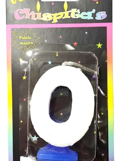 VELA NUMEROTE BLISTER CON GIBRE CELESTE BLANCO Nº0 x1