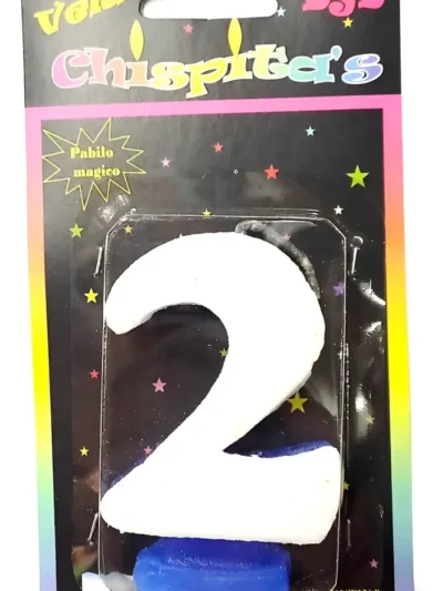 VELA NUMEROTE BLISTER CON GIBRE CELESTE BLANCO Nº2 x1