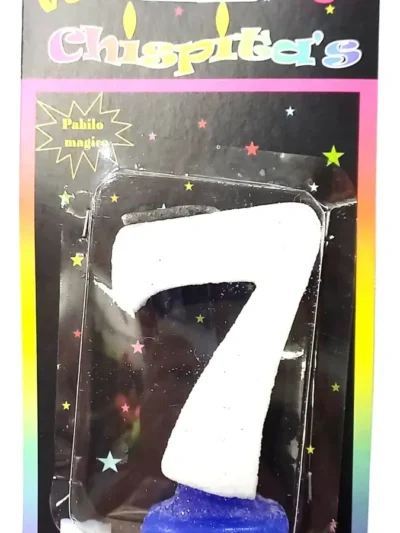 VELA NUMEROTE BLISTER CON GIBRE CELESTE BLANCO Nº7 x1