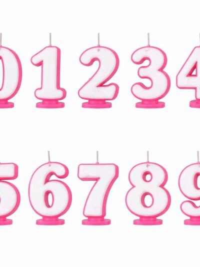 VELA NUMEROTE BLISTER CON GIBRE ROSA/BLANCO Nº0 x1