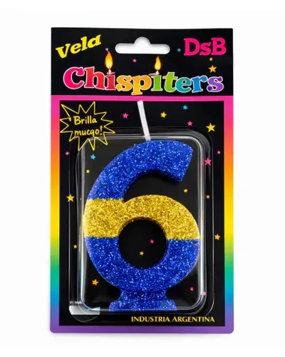 VELA NUMEROTE BLISTER CON GIBRE FUTBOL BOCA Nº6 x1