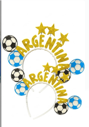 VINCHA ARGENTINA PELOTAS Y ESTRELLAS CON BRILLO x1 ART5
