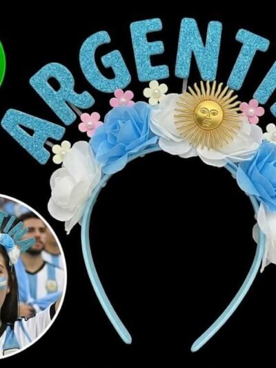 VINCHA ARGENTINA CON BRILLO/GEMAS/CORAZONES/FLORES x1 ART3