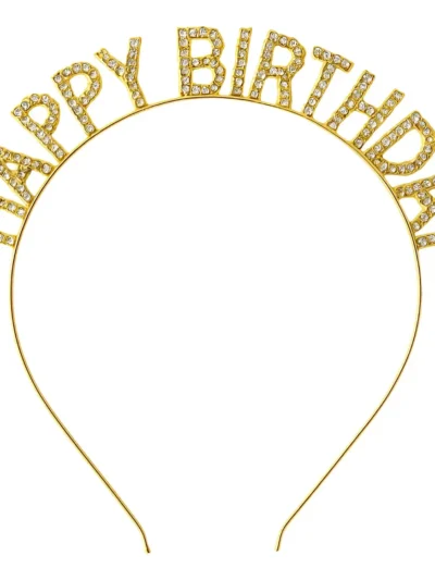 VINCHA STRASS DELUXE HAPPY BIRTHDAY ROSA GOLD x1