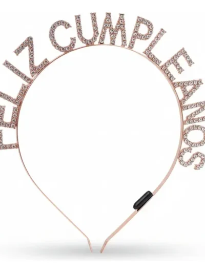 VINCHA STRASS DELUXE FELIZ CUMPLEAÑOS PLATEADA x1
