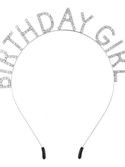 VINCHA STRASS DELUXE BIRTHDAY GIRL PLATEADA x1
