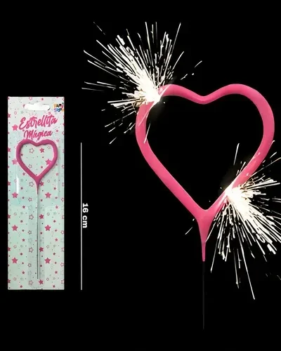 BLISTER VELA CHISPITA CORAZON ROSA GOLD 16 cm x1 1368-2 MULTICOLOR