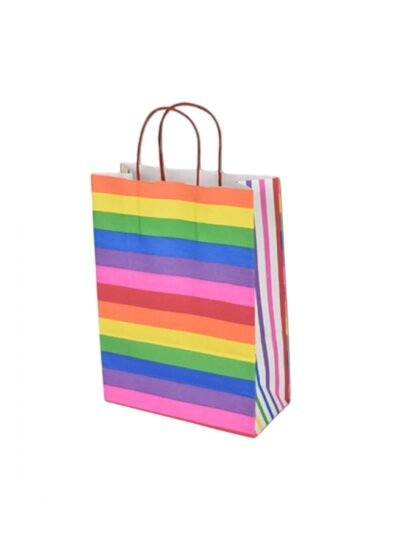 BOLSA CON FUELLE RAYADA ARCO IRIS x10u.