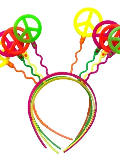 VINCHA PLASTICA FLUO SIMBOLO DE LA PAZ x4u.