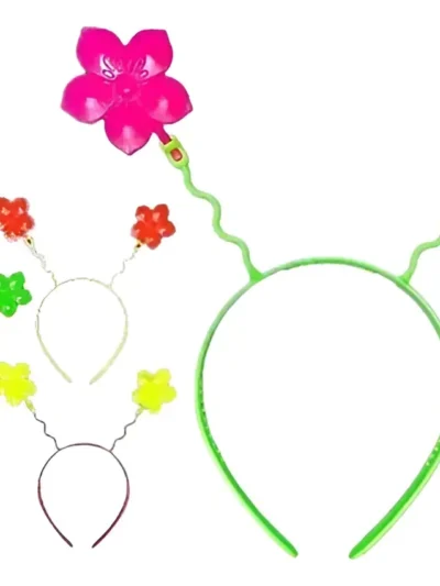 VINCHA PLASTICA FLUO FLOR MARGARITA x4u.