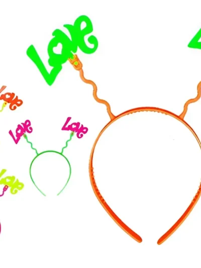 VINCHA PLASTICA FLUO LOVE x4u.