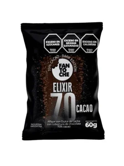ALFAJOR ELIXIR 70% CACAO FANTOCHE x unid 60gr