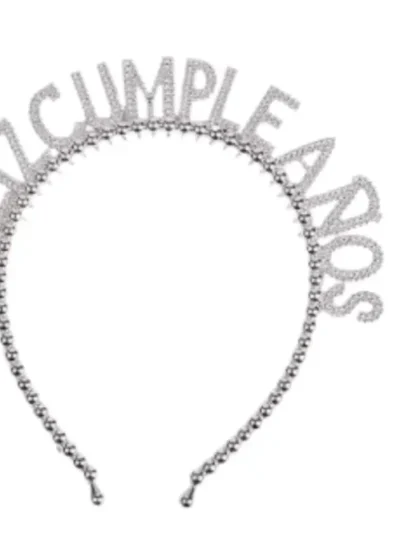 VINCHA PLASTICA FELIZ CUMPLEAÑOS PLATA x1