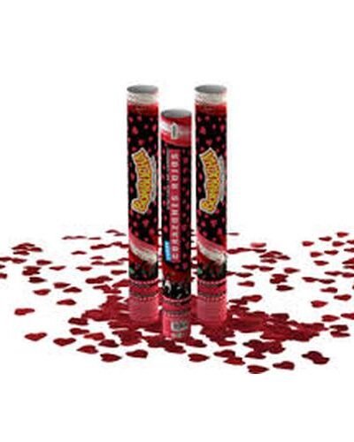 CAÑON CARIOCA BOMBUCHA CORAZONES METALIZADOS ROJO 40cm x1
