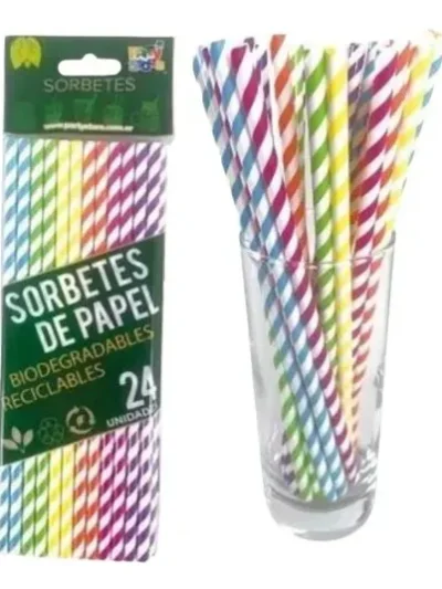 SORBETE POLIPAPEL GOURMET BIODEGRADABLE RAYADO MULTICOLOR CBX 20cm x200 UNIDADES