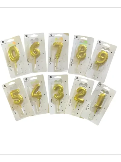 BLISTER VELA NUMERO GLOBITO METALIZADA ORO N°8
