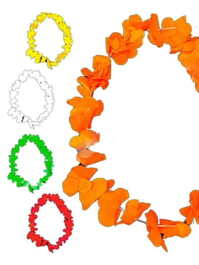 COLLAR HAWAIANO TELA COLOR (COLORES SURTIDOS) X 12