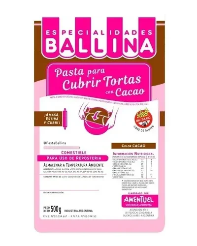 PASTA BALLINA CON CACAO x500gs