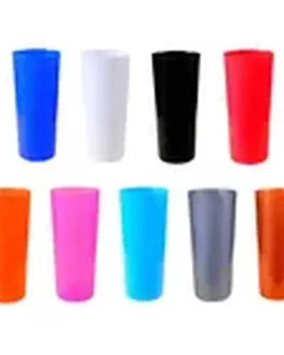 VASO TRAGO LARGO FLEXIBLE PP ROSA FLUO x10u.