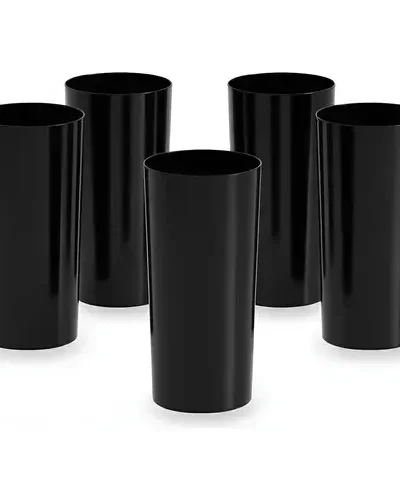 VASO TRAGO LARGO FLEXIBLE PP NEGRO x10u.