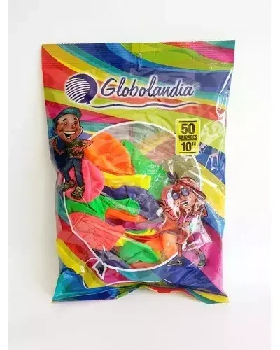 GLOBO GLOBOLANDIA LISO 10" MULTICOLOR FLUO x50 500