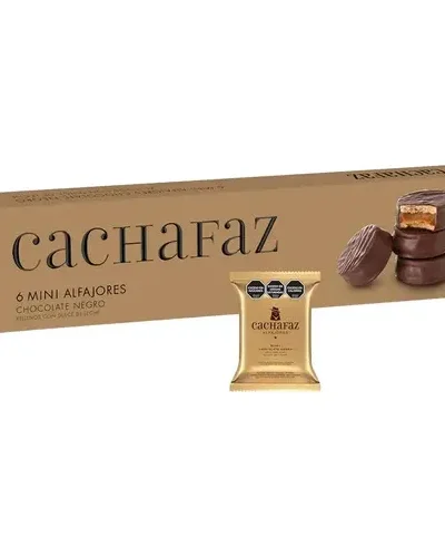 ALFAJOR MINI CHOCOLATE NEGRO CACHAFAZ x6un