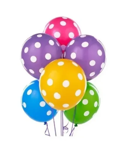 GLOBO CANDELA IMPRESO 12" LUNARES MULTICOLOR x12u. 1253/2281