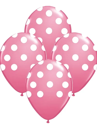 GLOBO CANDELA IMPRESO 12" LUNAR ROSA/BLANCO x12u. 1264/4352