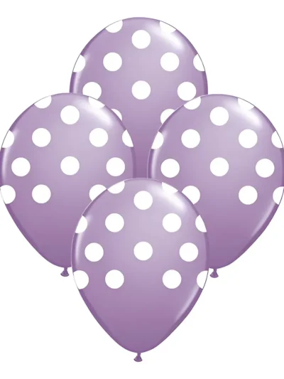 GLOBO CANDELA IMPRESO 12" LUNAR VIOLETA/BLANCO x12u. 1269/4711