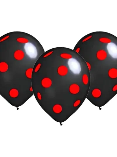 GLOBO CANDELA IMPRESO 12" LUNAR NEGRO/ROJO x12u. 1271/4713