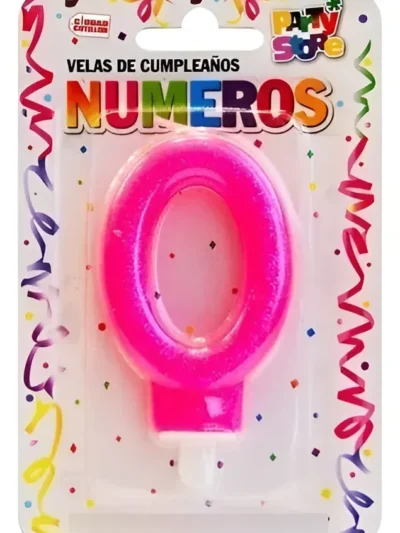 BLISTER VELA NUMERO BRILLITOS ROSA Nº0 x1 VNGRS0