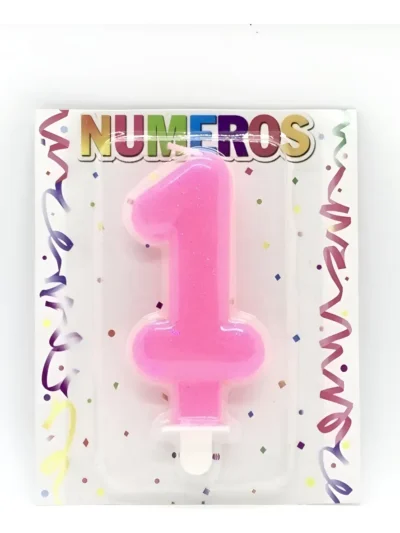 BLISTER VELA NUMERO BRILLITOS ROSA Nº1 x1 VNGRS1