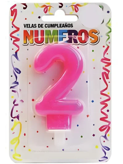 BLISTER VELA NUMERO BRILLITOS ROSA Nº2 x1 VNGRS2