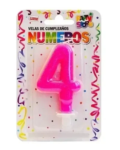 BLISTER VELA NUMERO BRILLITOS ROSA Nº4 x1 VNGRS4