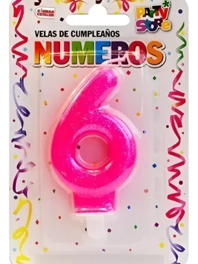 BLISTER VELA NUMERO BRILLITOS ROSA Nº6 x1 VNGRS6
