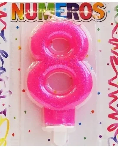BLISTER VELA NUMERO BRILLITOS ROSA Nº8 x1 VNGRS8