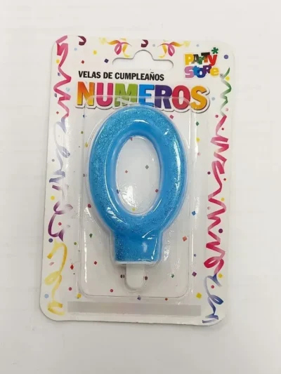 BLISTER VELA NUMERO BRILLITOS CELESTE Nº0 x1 VNGCE0