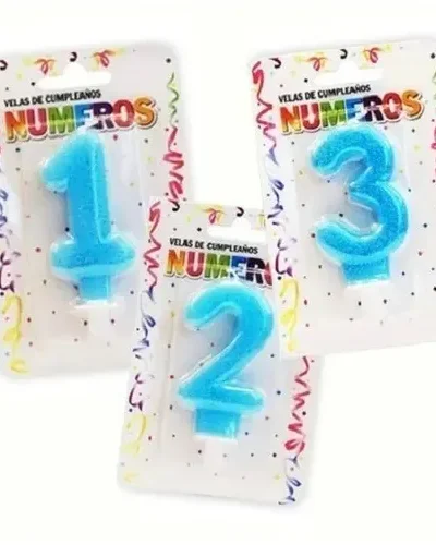 BLISTER VELA NUMERO BRILLITOS CELESTE Nº3 x1 VNGCE3