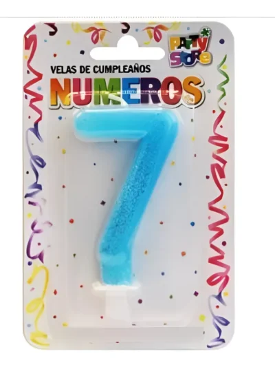 BLISTER VELA NUMERO BRILLITOS CELESTE Nº7 x1 VNGCE7