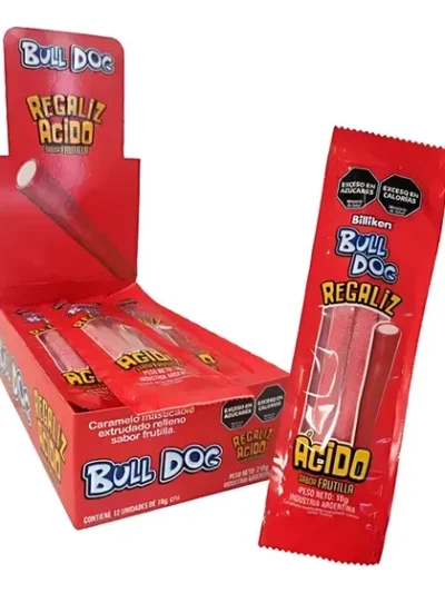 BARRITA DE CARAMELO CABLE FRUTILLA ACIDA BULL DOG (12un x18gr) x1 378550