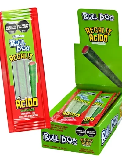 BARRITA DE CARAMELO CABLE SANDIA ACIDA BULL DOG (12un x18gr) x1 378553