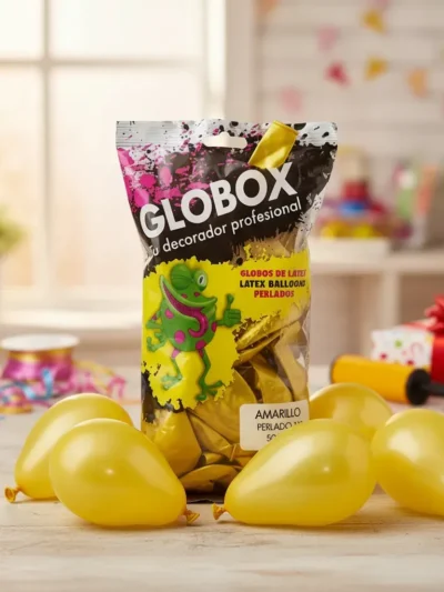 GLOBO GLOBOX PERLADO 12" AMARILLO x50