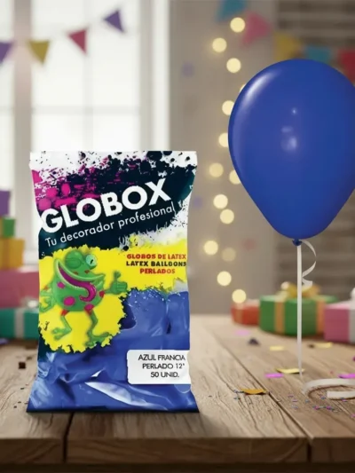GLOBO GLOBOX PERLADO 12" AZUL FRANCIA x50
