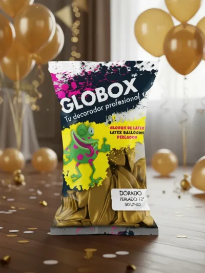 GLOBO GLOBOX PERLADO 12" DORADO x50